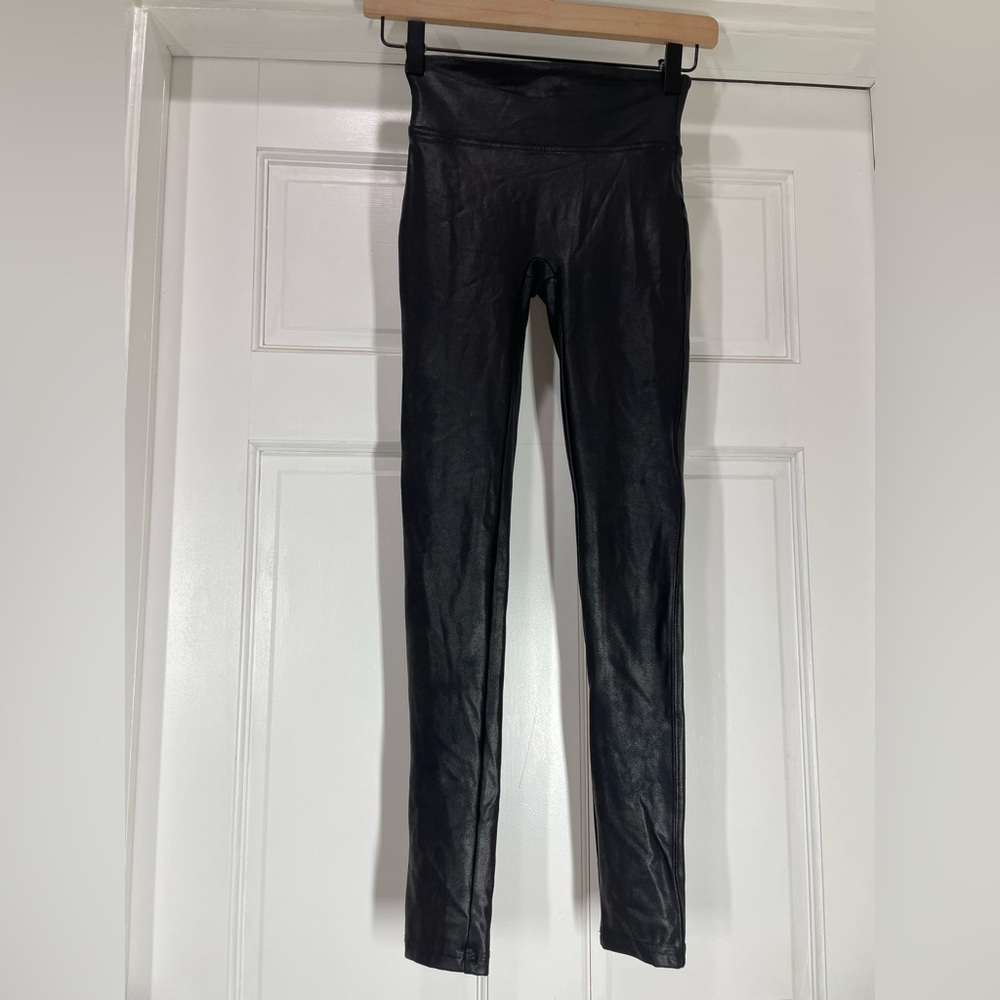 Spanx Leggings Black Faux Leather Leggings Sz XS